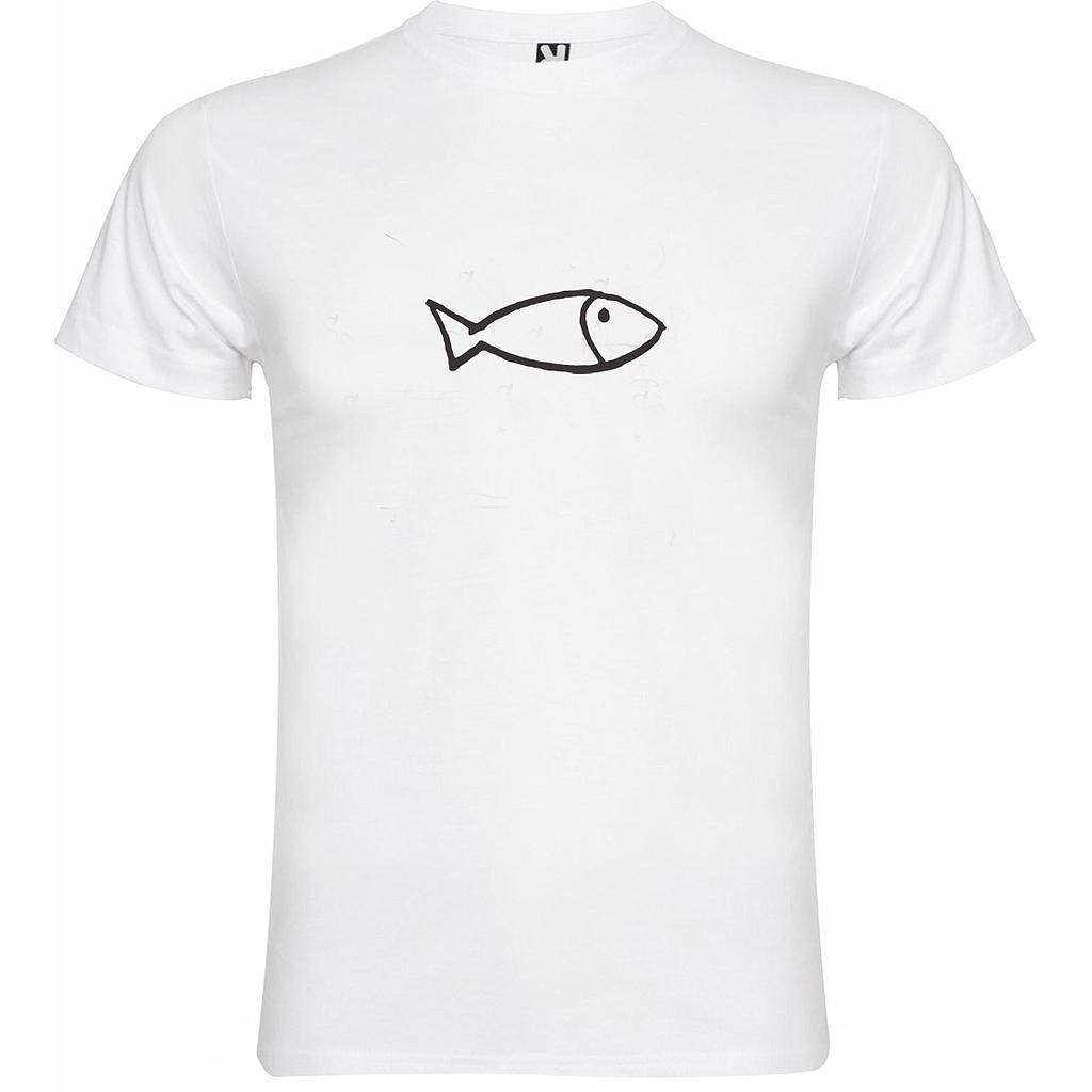 Remera pez blanca unisex M